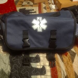 EMS First Resonder Bag w/ Strap Navy Blue with Reflective Stripes on Sides